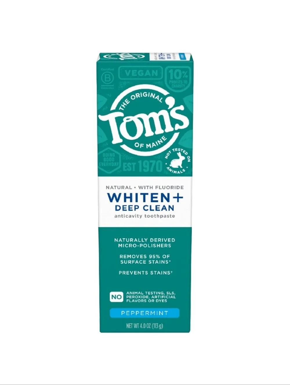 🔮3/$15 Toms of Maine Whiten + Deep Clean Anticavity Toothpaste Peppermint